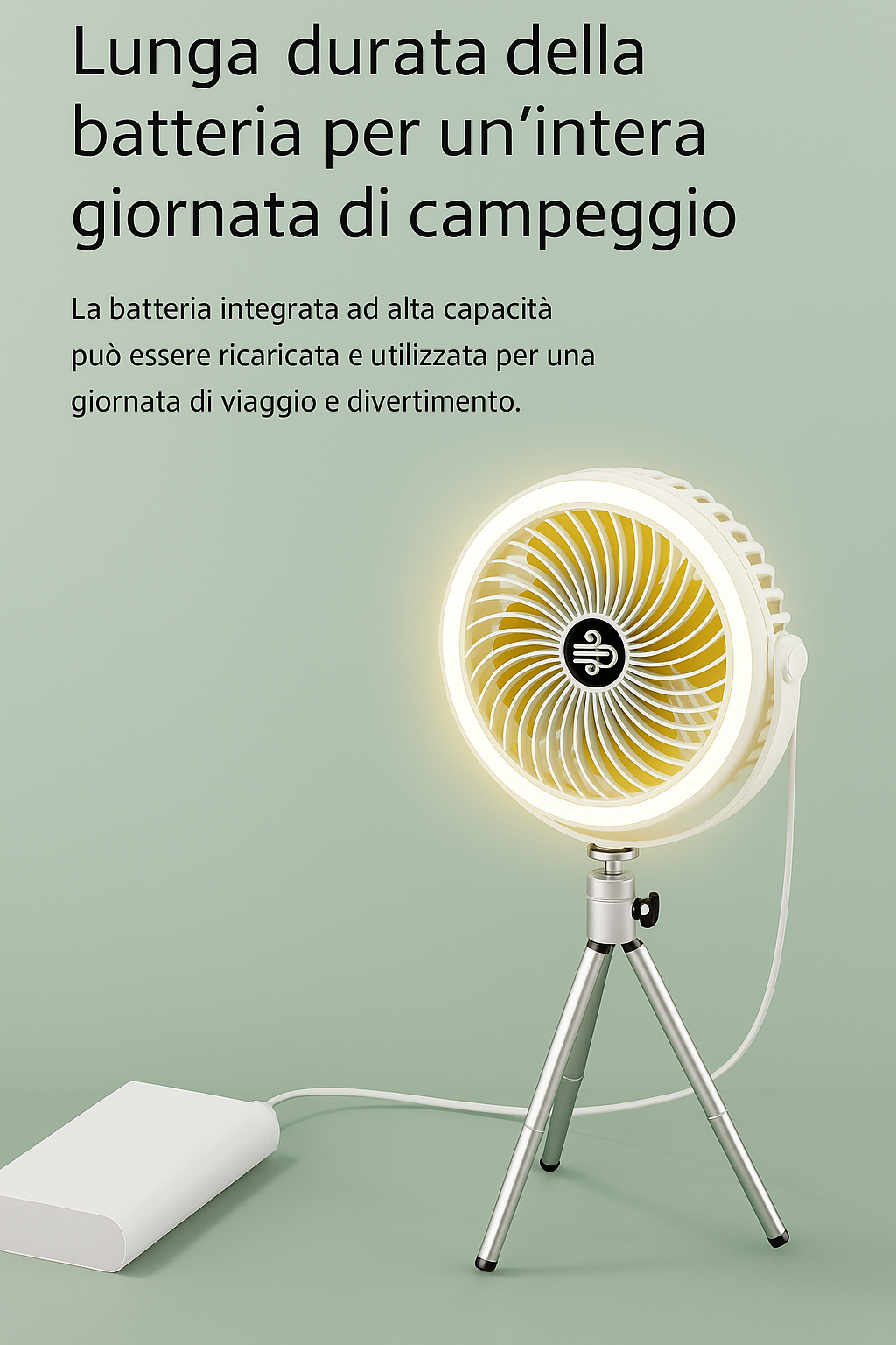 Ventilatore Portatile con Treppiede e Luce LED
